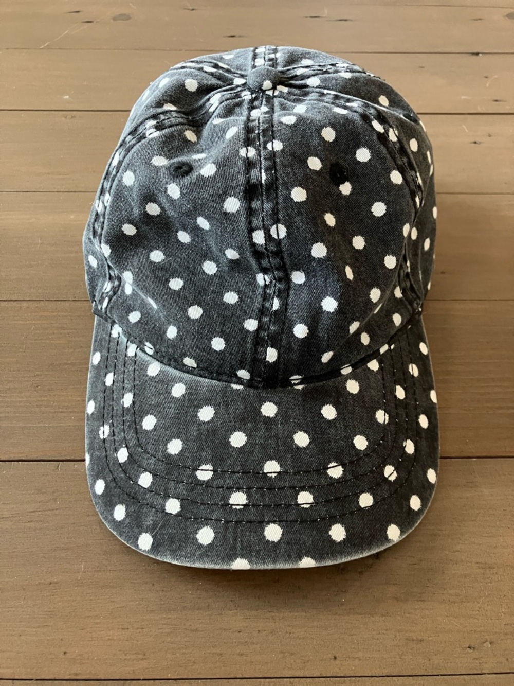 Polka Dot Baseball Cap - Black with White Dots